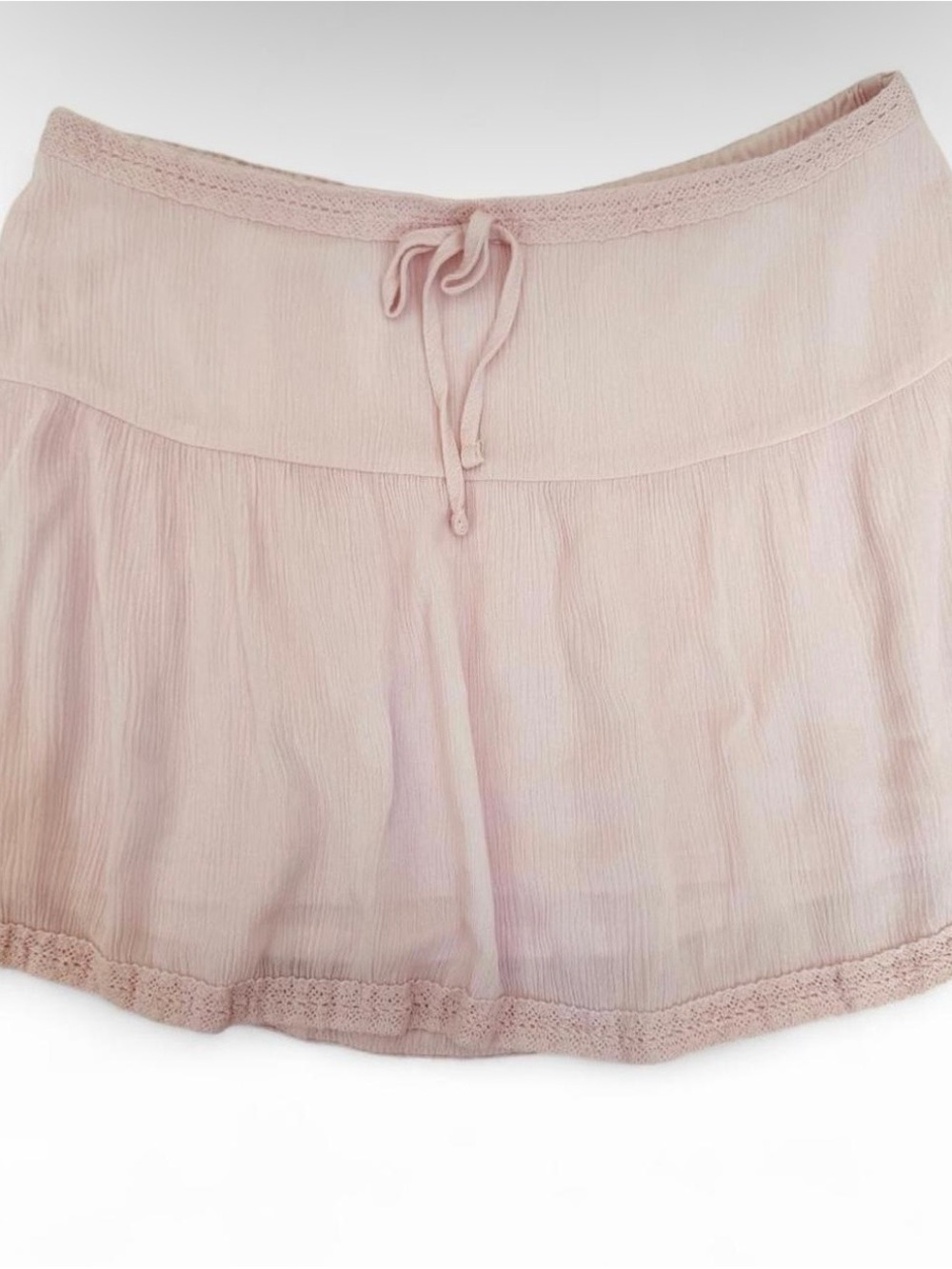 No Boundaries Light Pink Tiered Mini Skirt with Drawstring